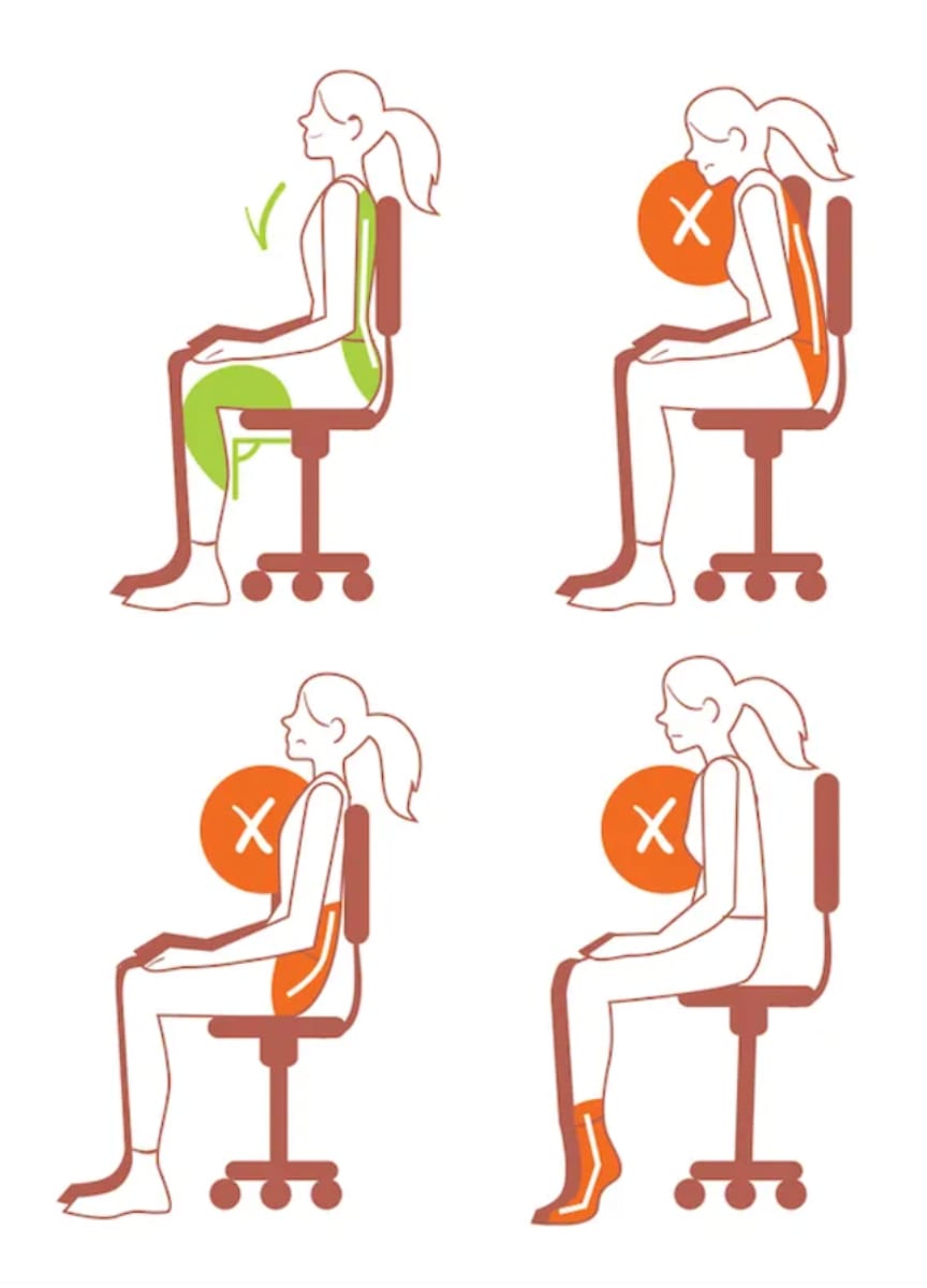 Person sitting tall with good upright posture, a position you can use to practice core engagement