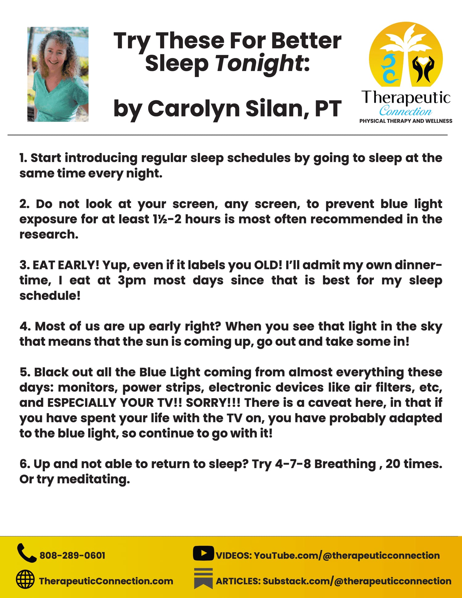 6 Sleep Strategies handout