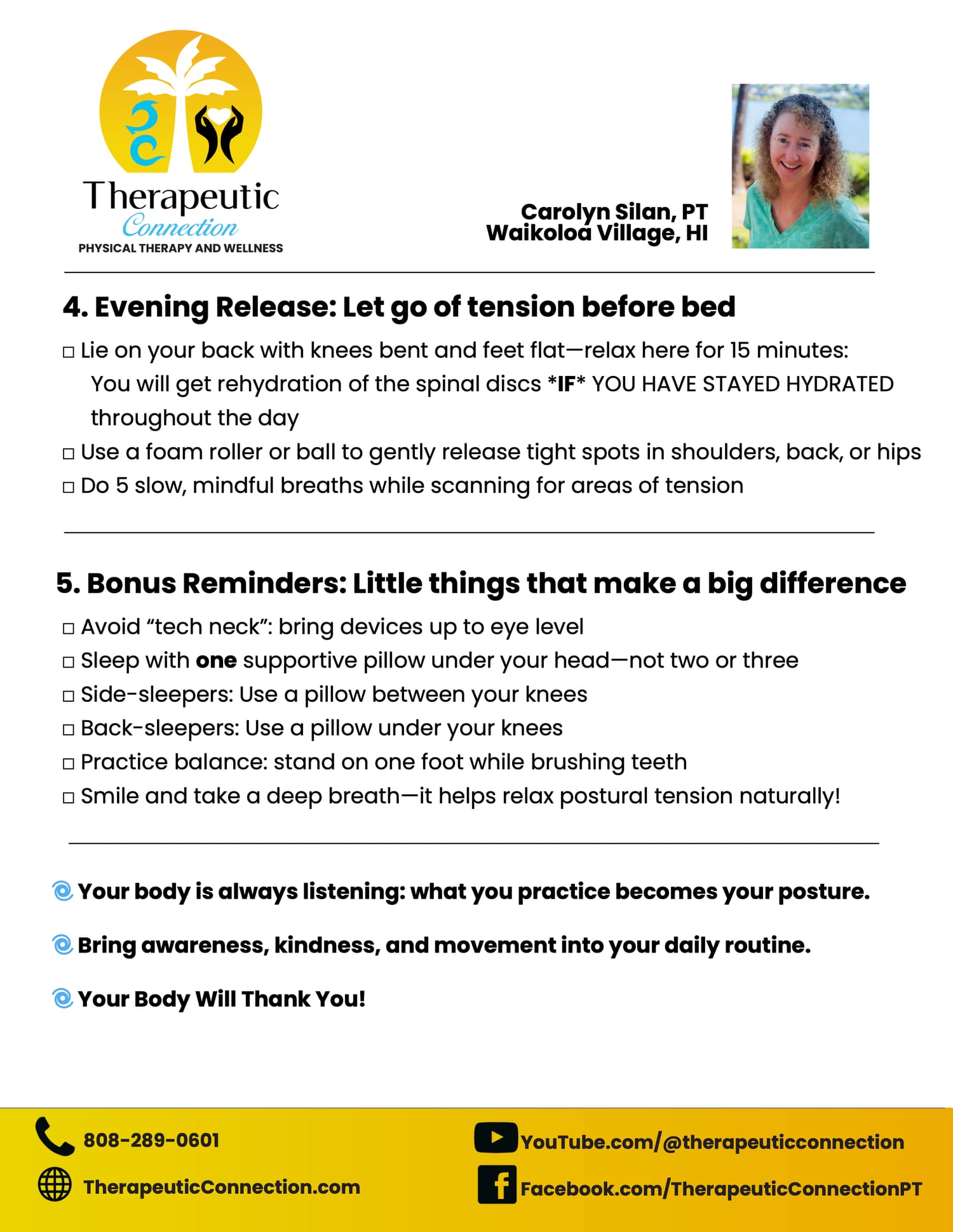 Posture Reset Checklist, page 2