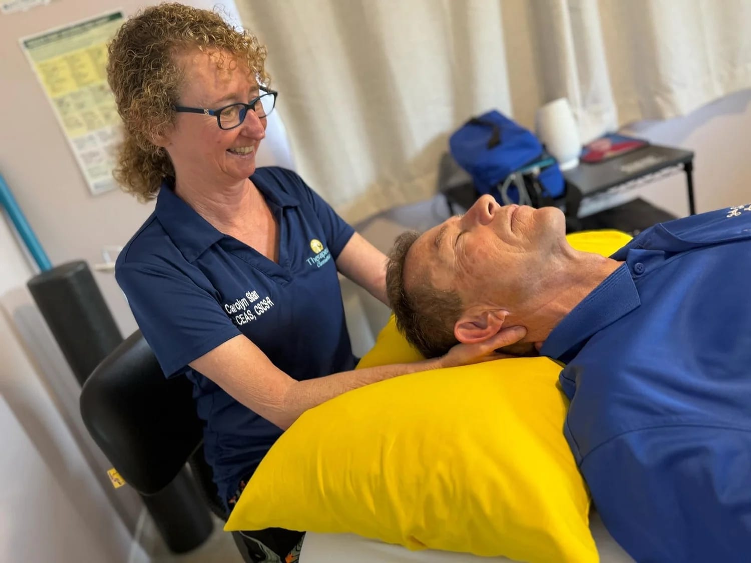 Carolyn Silan, PT treating a patient